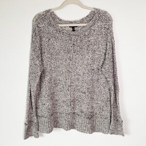Eileen Fisher Chunky Open‎ Knit Grey Sweater XL
